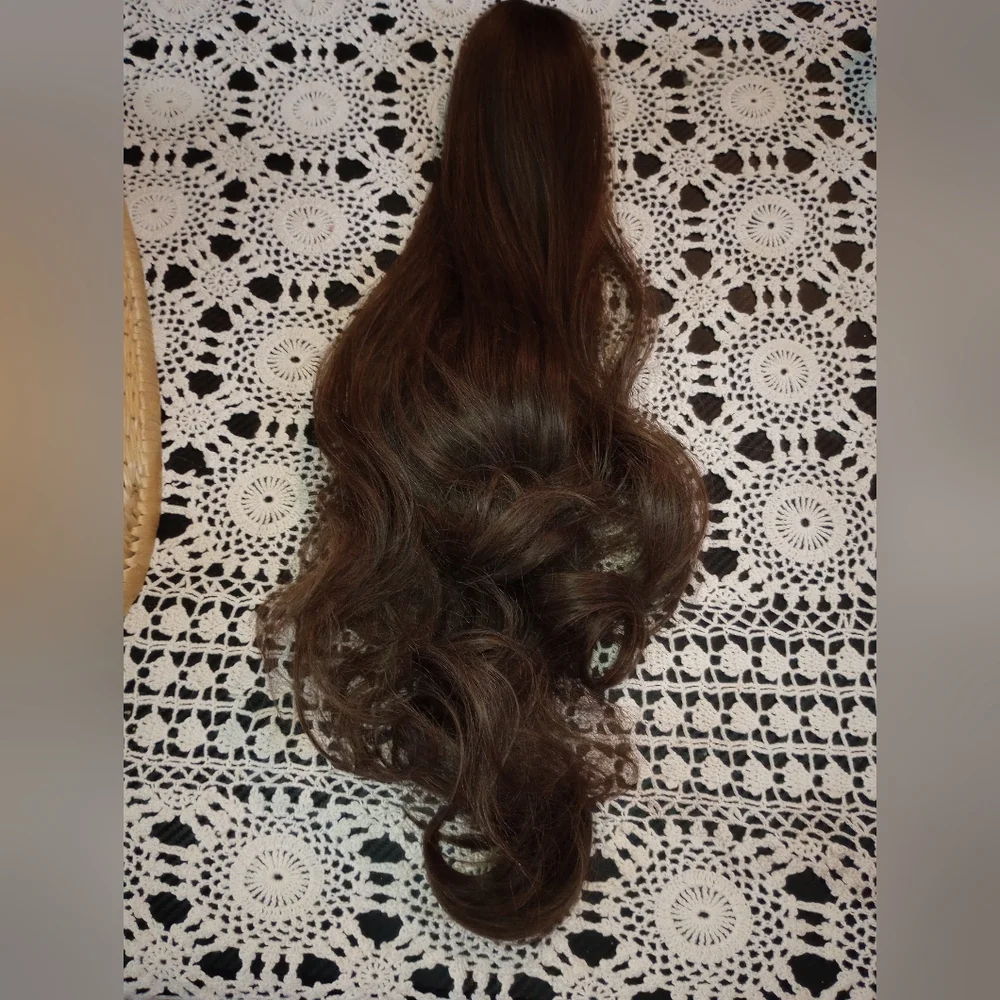 Ponytail extension with claw or drawstring 24